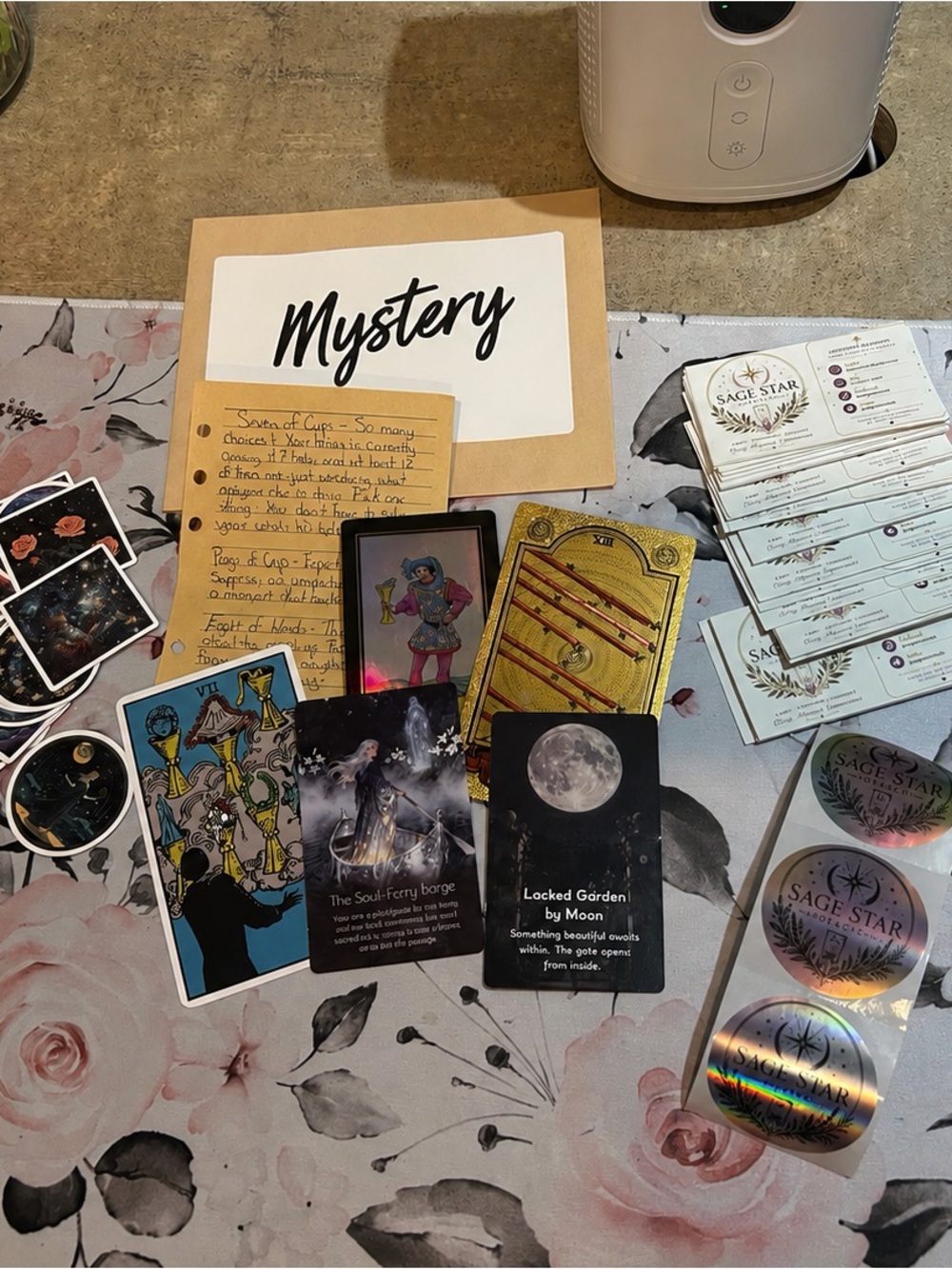 Mystery Tarot & Oracle Card Set - Black, Gold, Pink